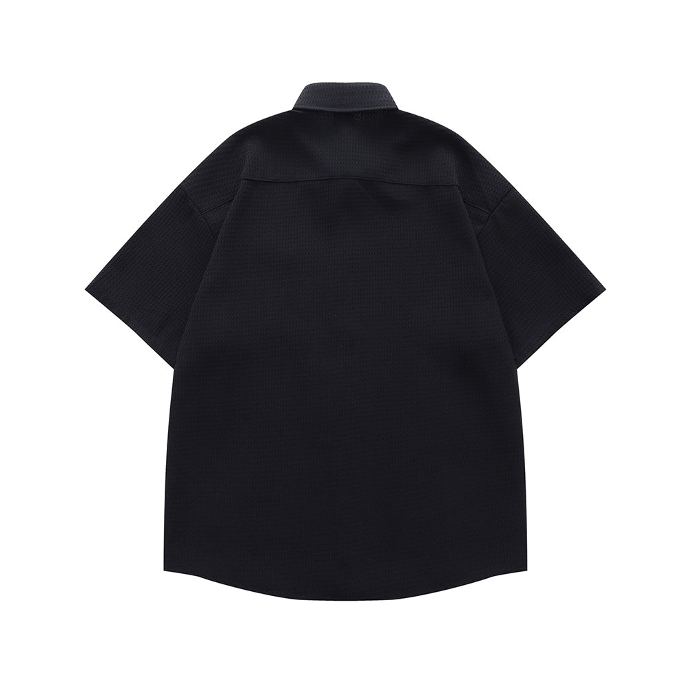 Embroidered plaid short-sleeved shirt