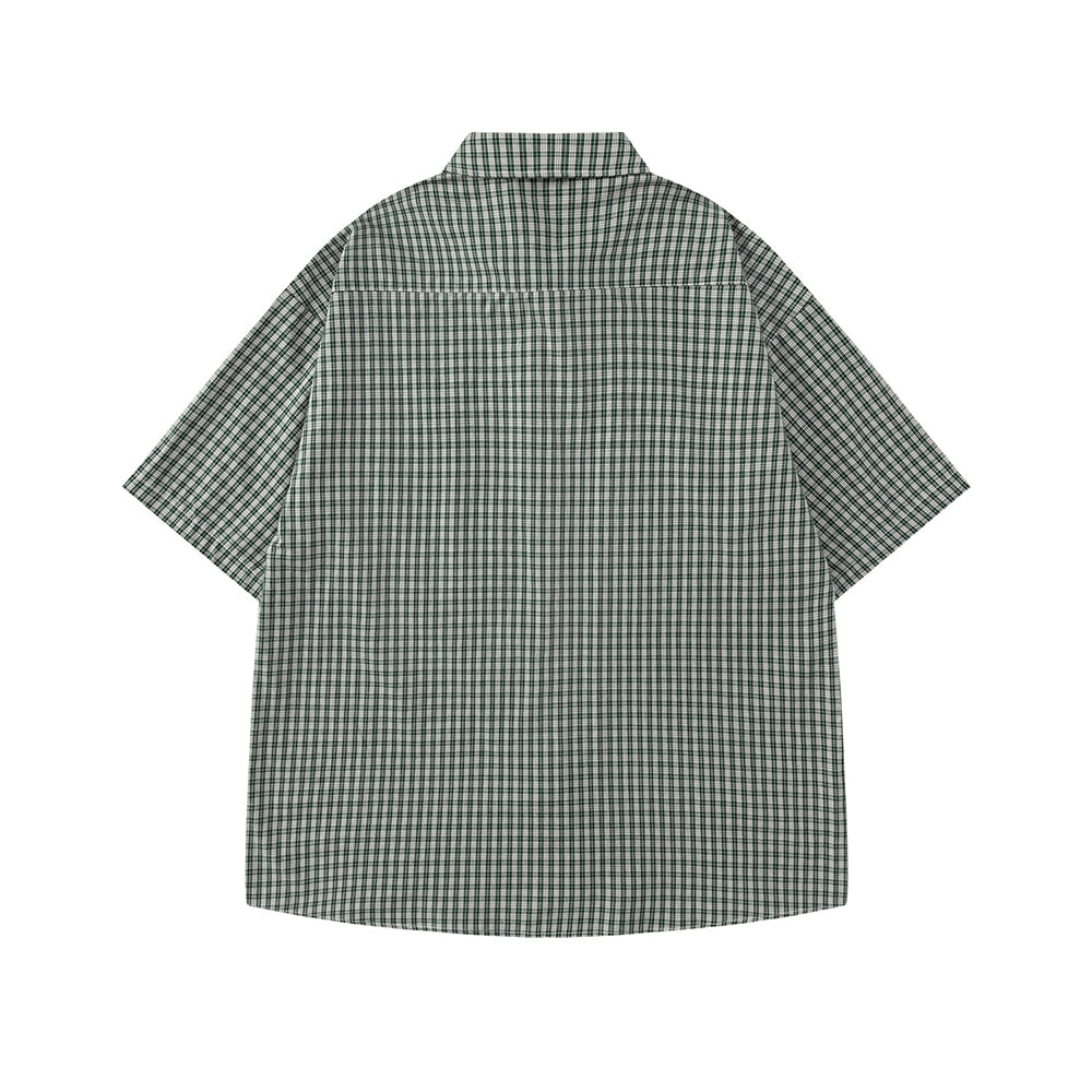 簡約格紋短袖襯衫