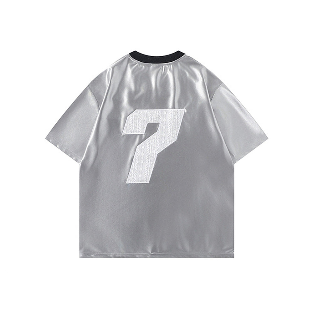 V領拼接運動短袖