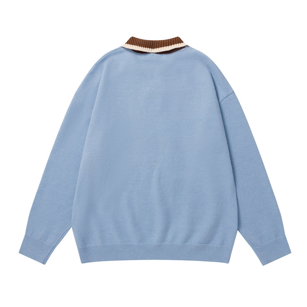 Contrast color mushroom sweater