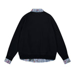 Cute cat embroidery fake two-piece sweatshirt