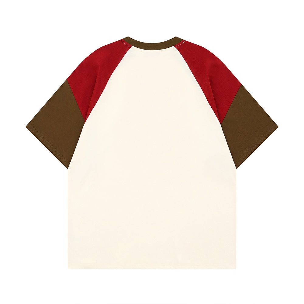 느슨한 대조적인 색상 디자인의 짧은 소매