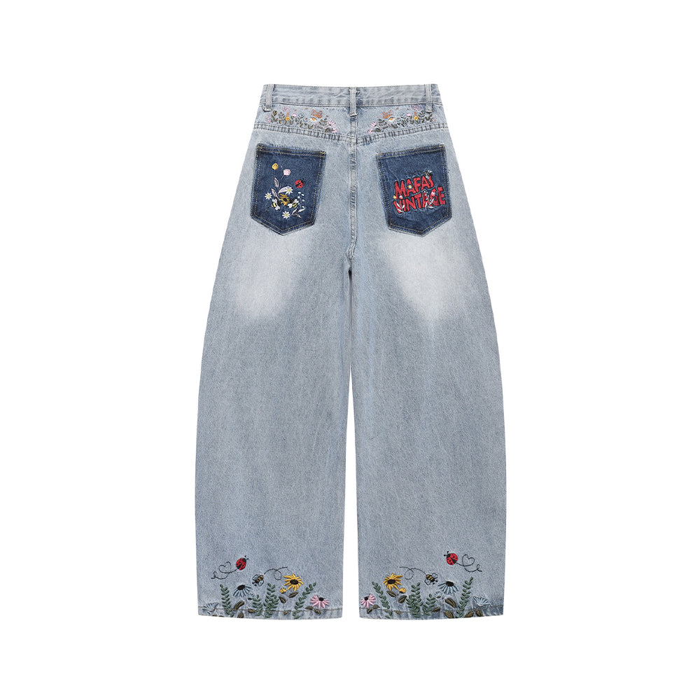 Washed straight jeans