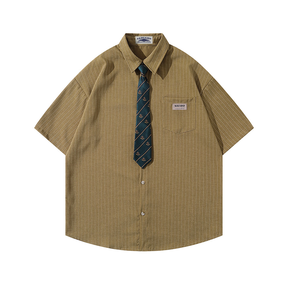 Striped short-sleeved shirt