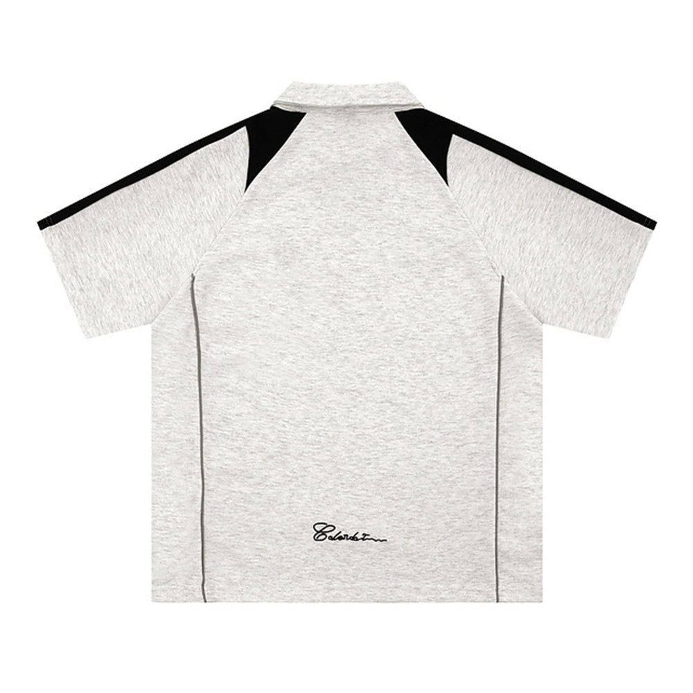 레트로 컬러 블록 반소매