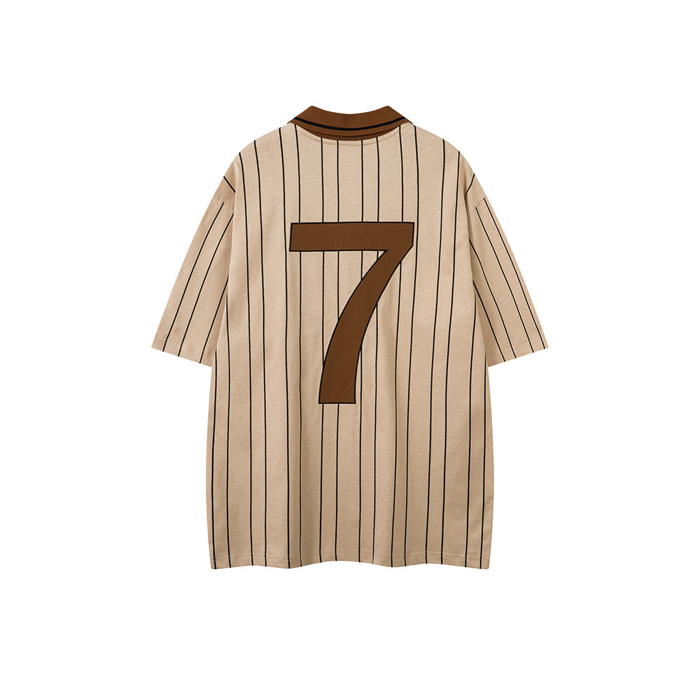 레트로 대비 스트라이프 반소매