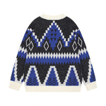 Loose diamond-patterned thickened sweater