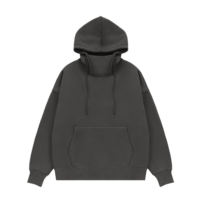 Retro half turtleneck hooded sweatshirt