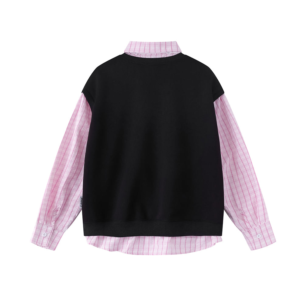 復古拼接假兩件衛衣