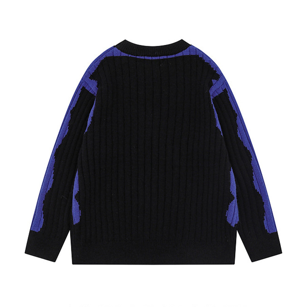 拼色愛心圓領針織衫