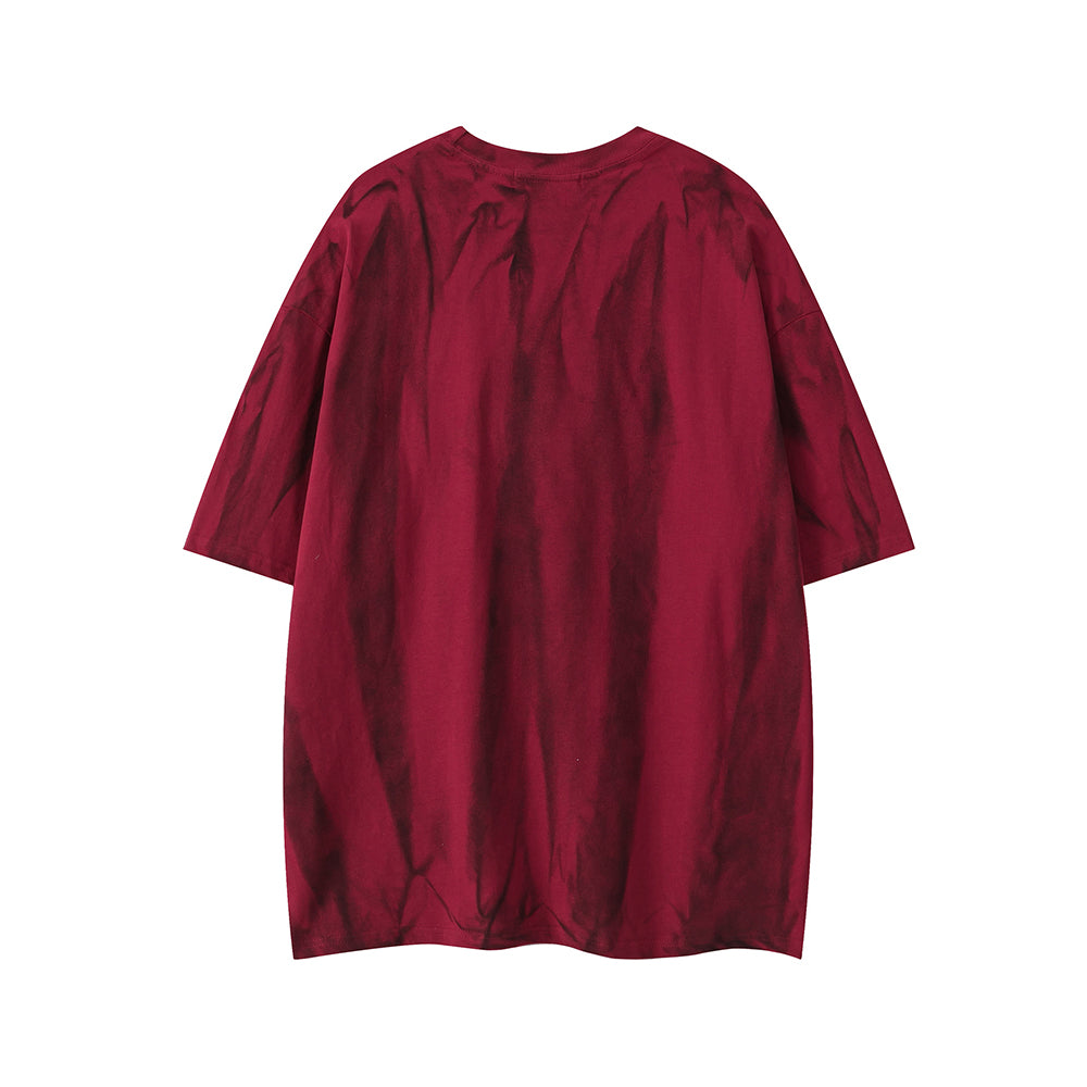 Tie-dye embroidered short sleeves