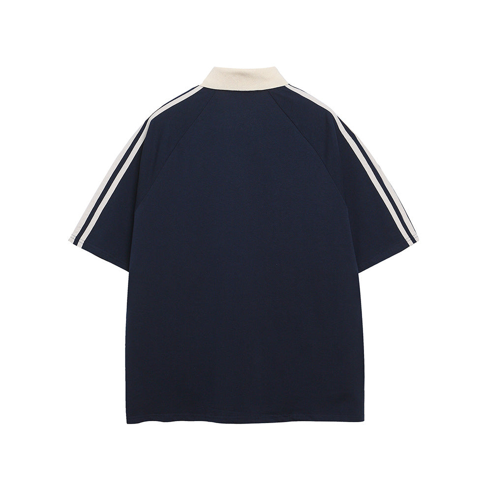 Contrast color lettering short sleeve shirt