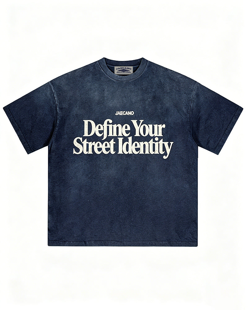 復古做舊印花短袖