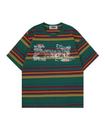 Retro color-blocked short-sleeved shirt