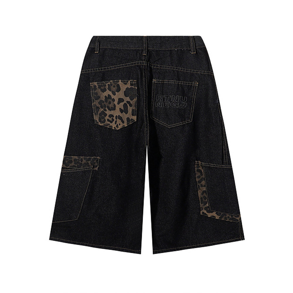 Panelled cargo cropped jeans