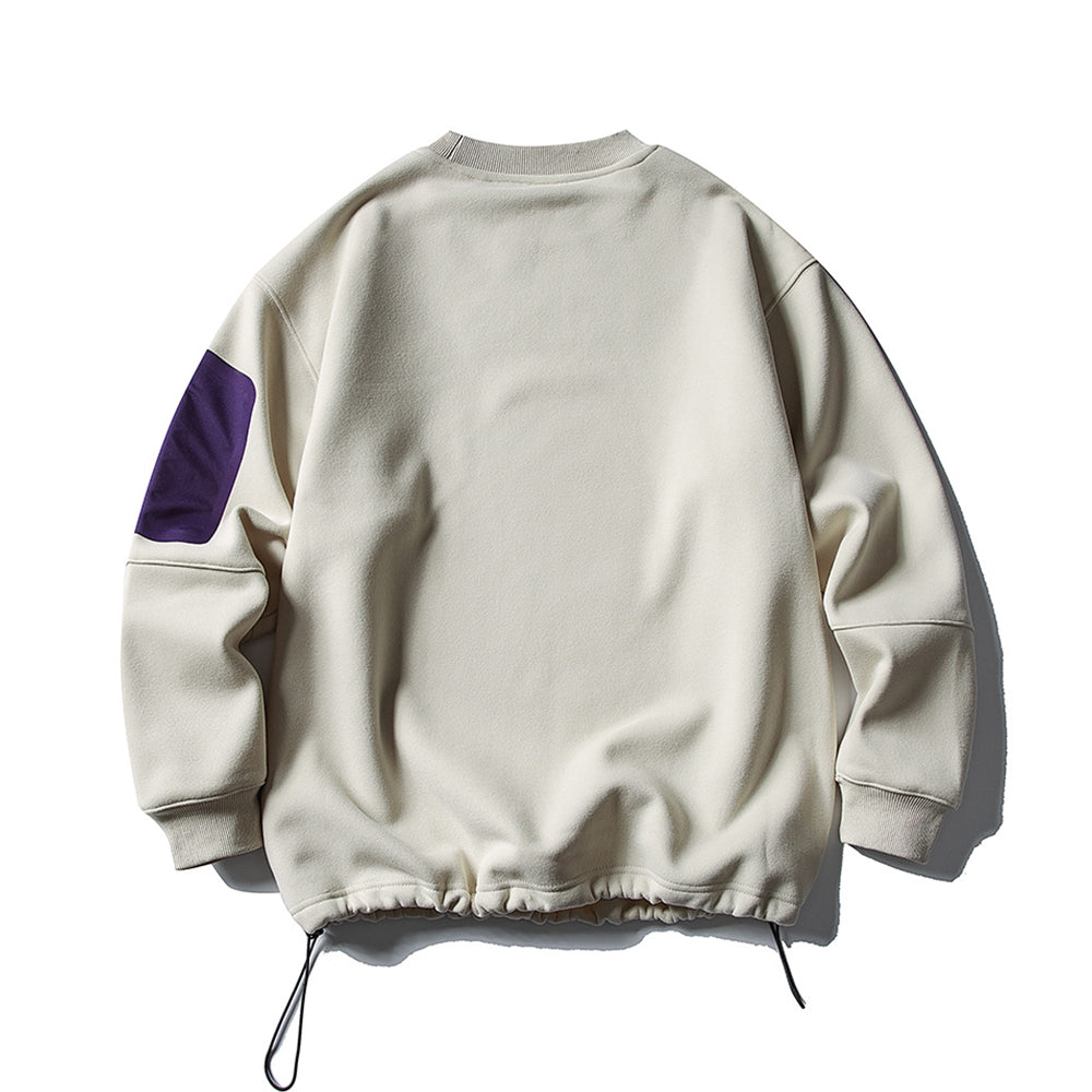 Fleece-lined crew neck pullover sweatshirt