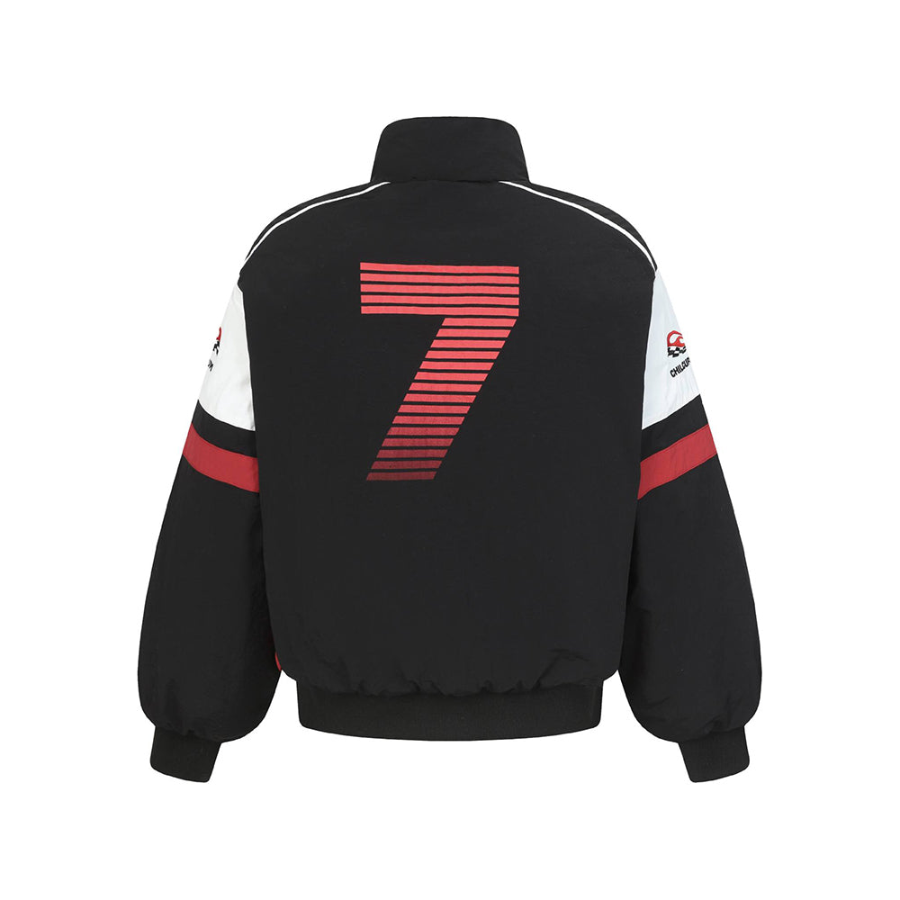 Patchwork racing suit jacket