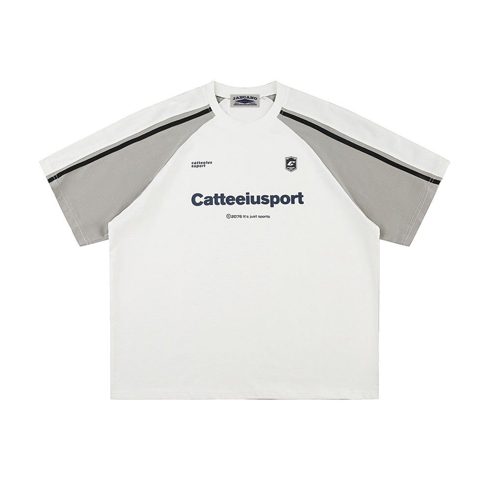 Colorblocked round neck short sleeves