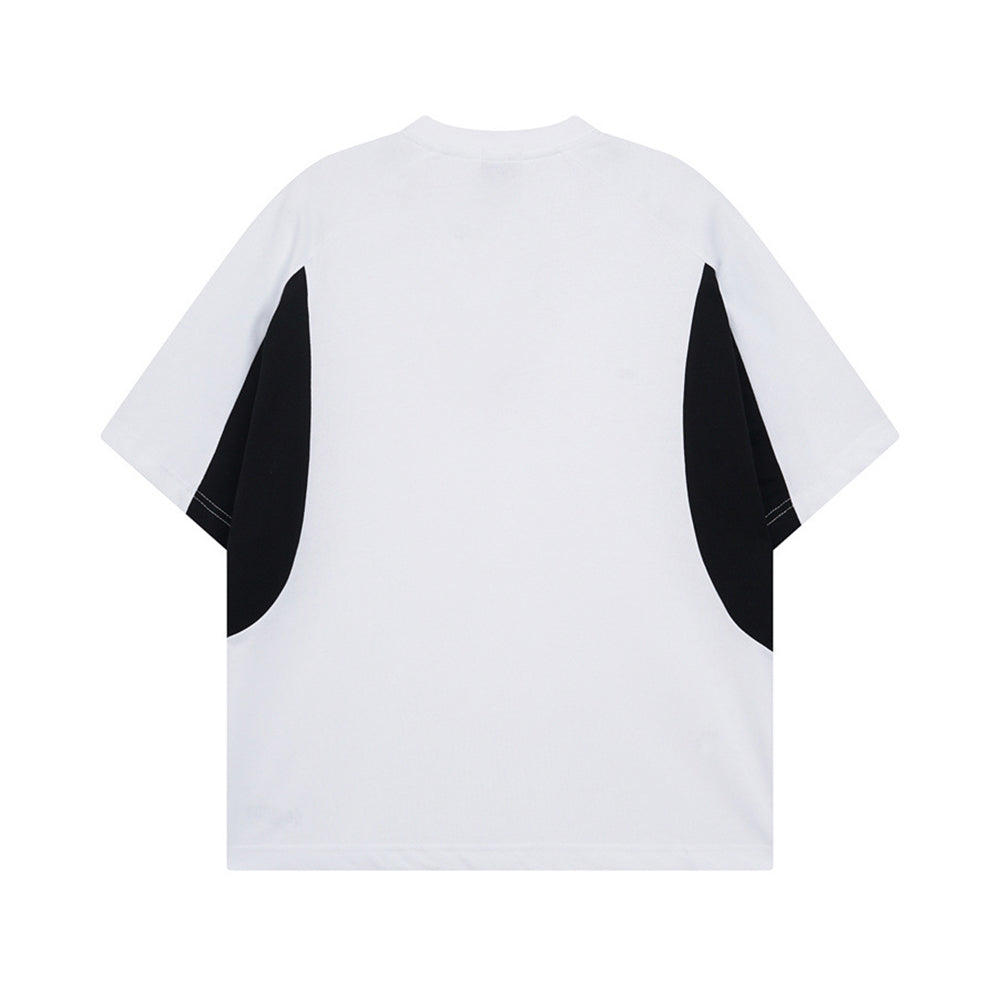 Retro contrast patchwork short sleeves