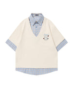 Faux two-piece polo shirt