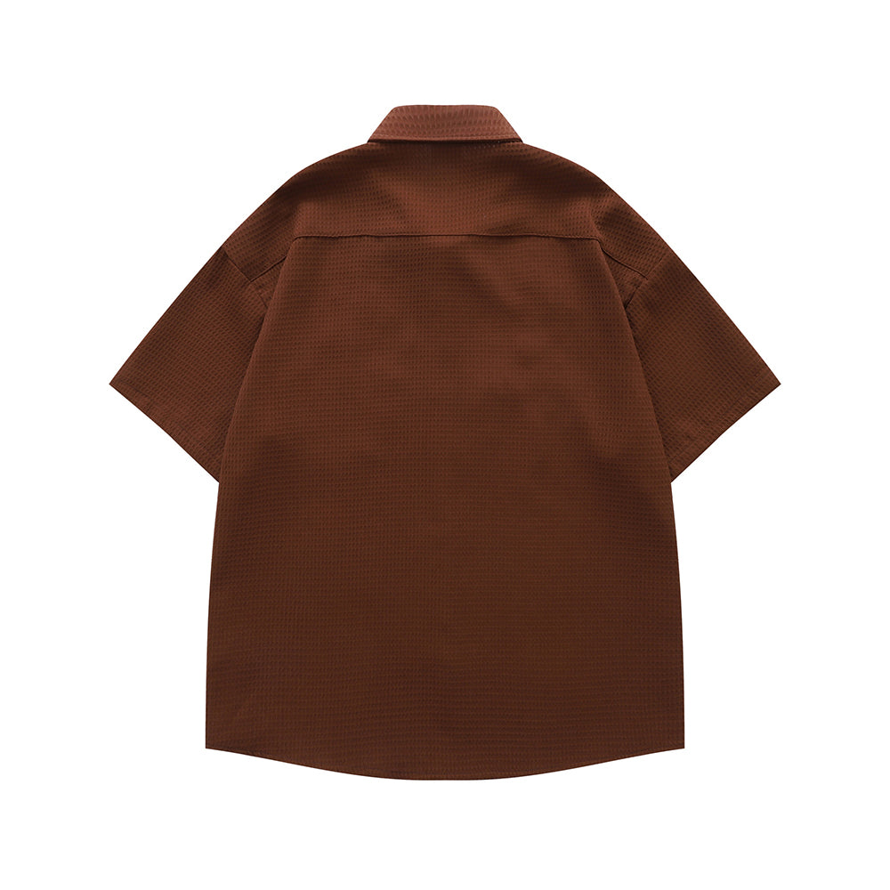 Floral embroidered short-sleeved shirt