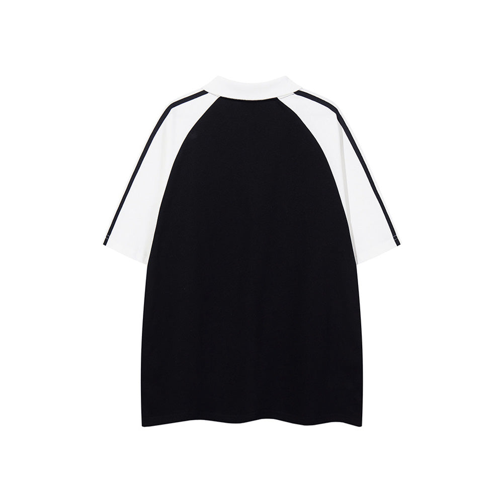 레트로 콘트라스트 프린트 반소매