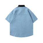 Retro patchwork short-sleeved shirt