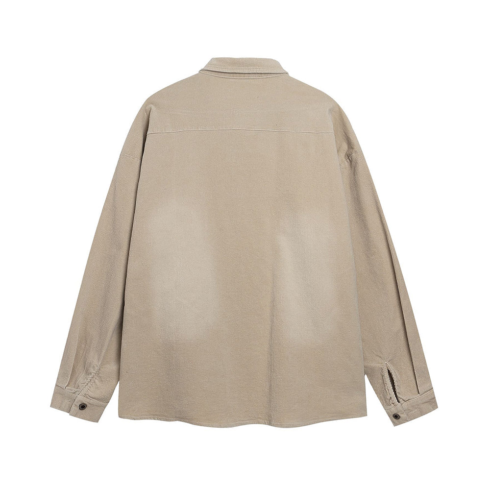 Rose embroidered long-sleeved shirt