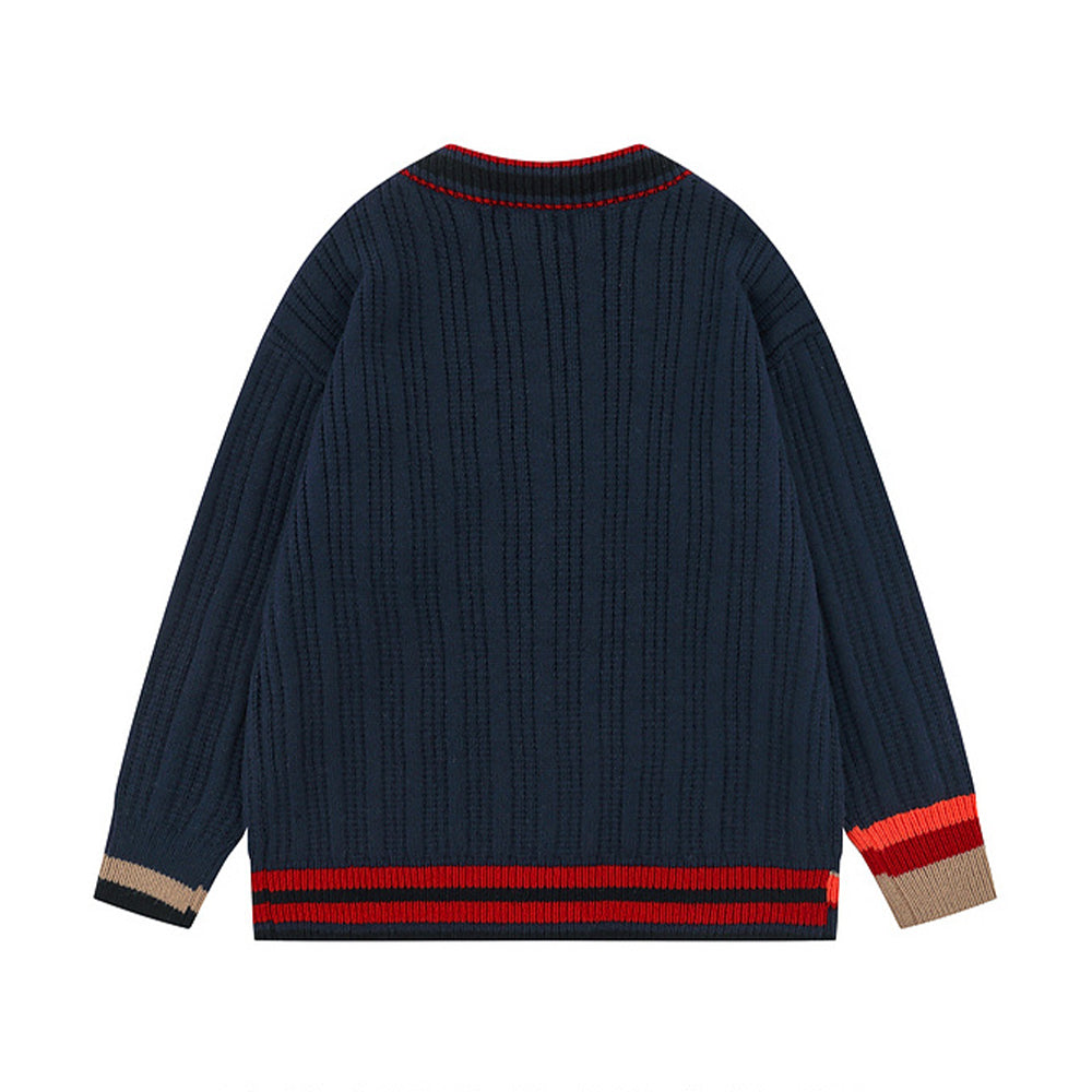 學院風v領針織外套