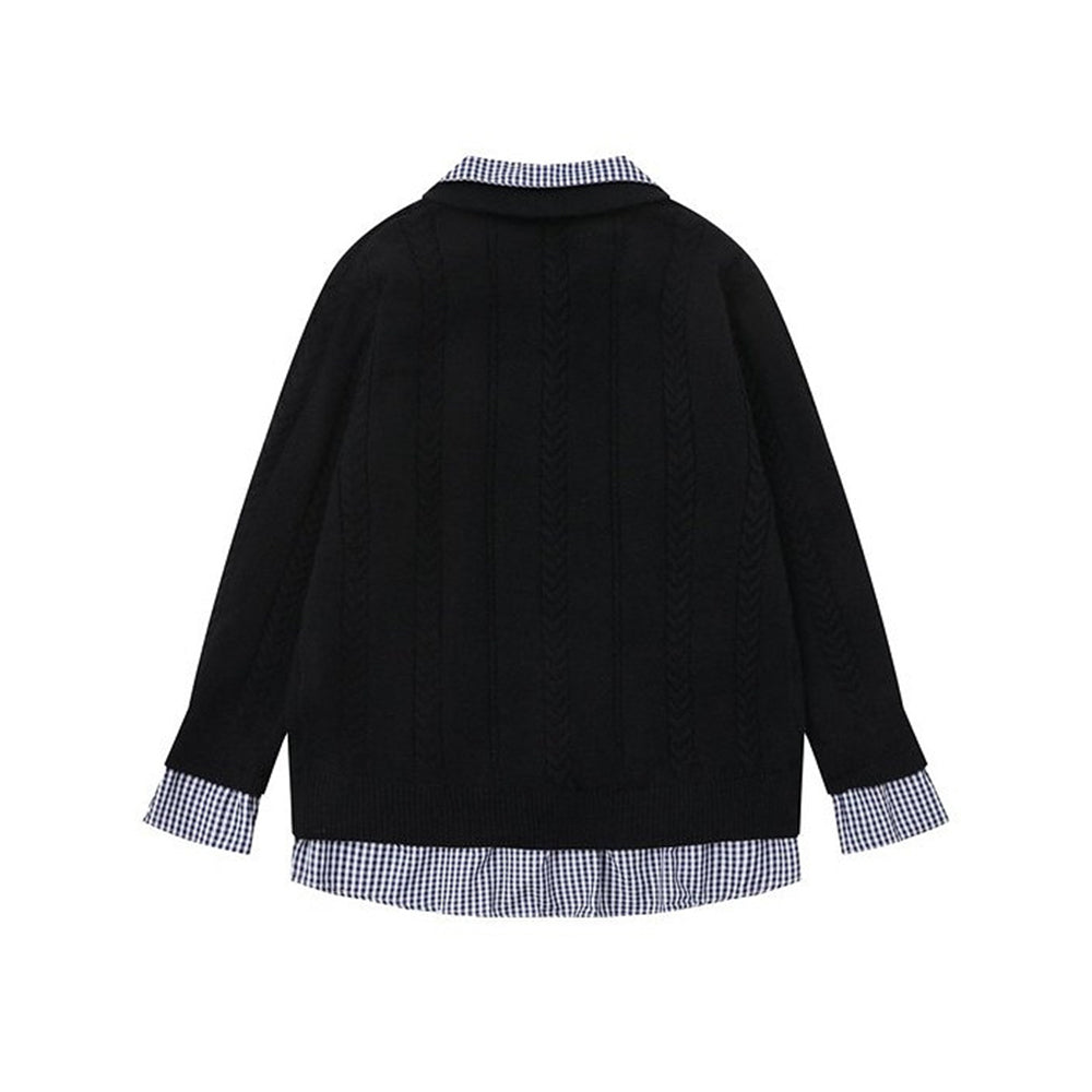 가짜 투피스 스플라이스 커플 스웨터