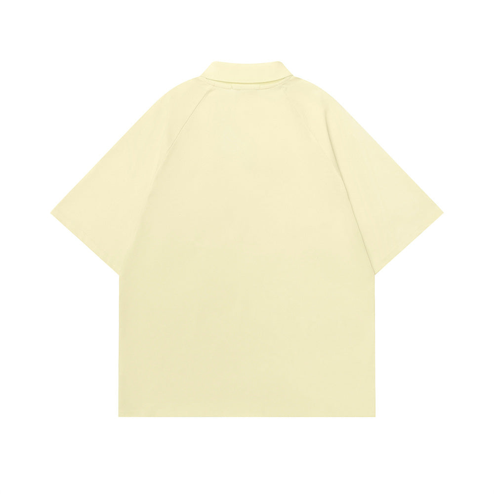 문자 자수 짧은 소매