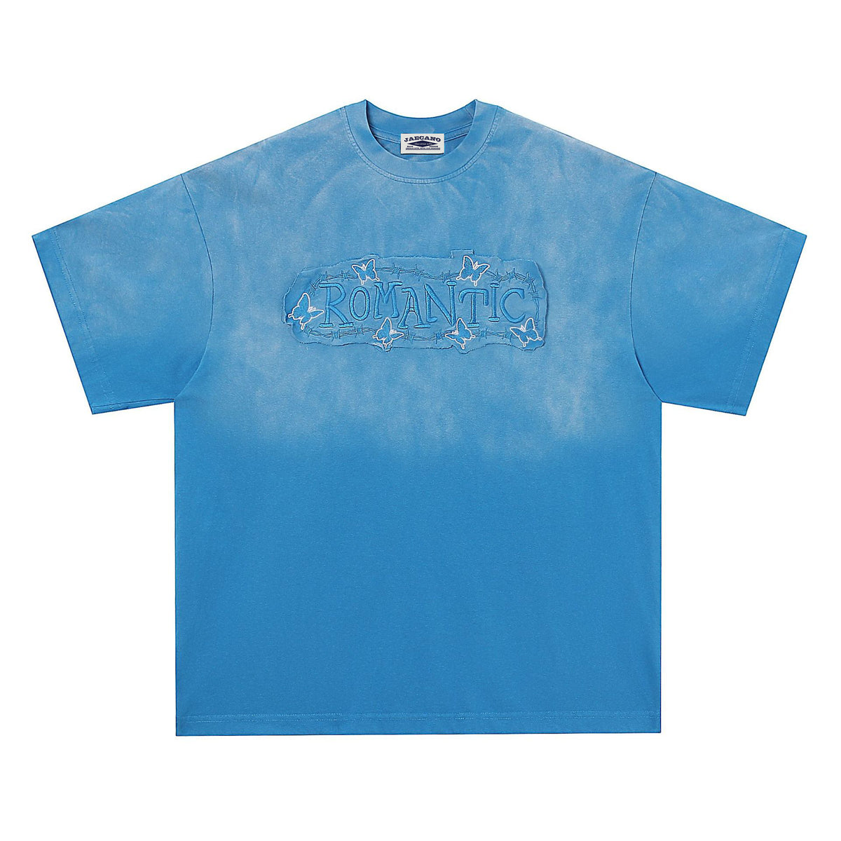 American retro patch washed short sleeves