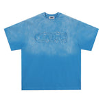 American retro patch washed short sleeves