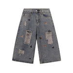 Puppy Embroidered Cropped Shorts