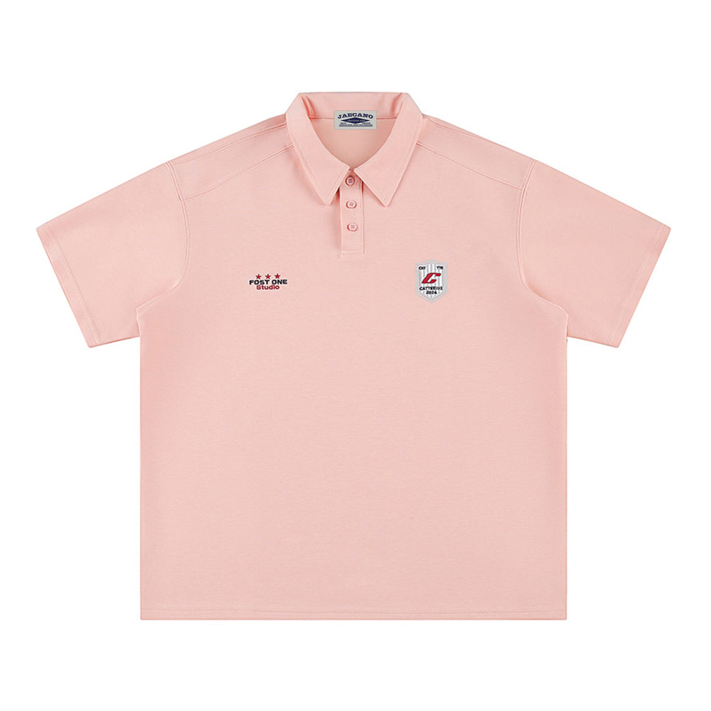 Retro solid color polo short sleeve