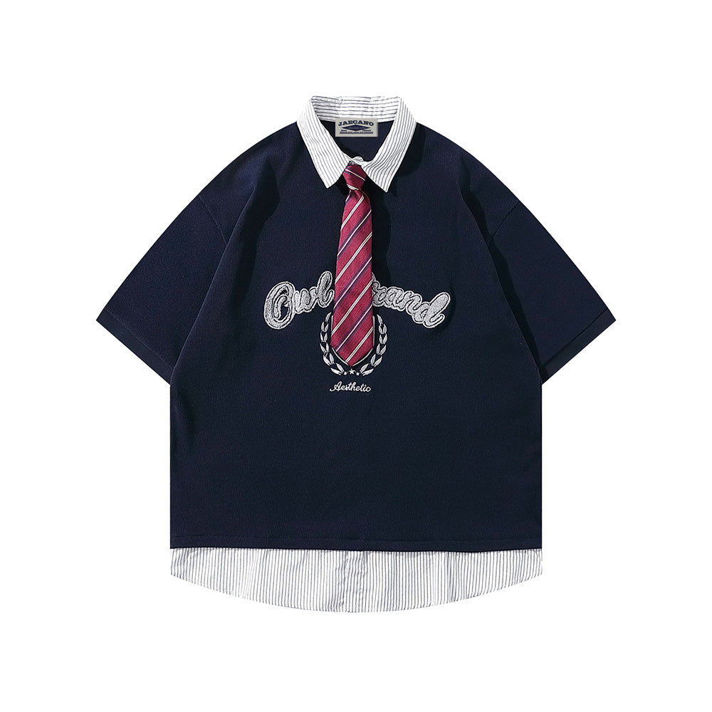 假兩件翻領短袖