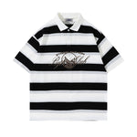 레트로 대비 스트라이프 반소매