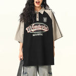 아메리칸 레트로 스티치 스포츠 반소매