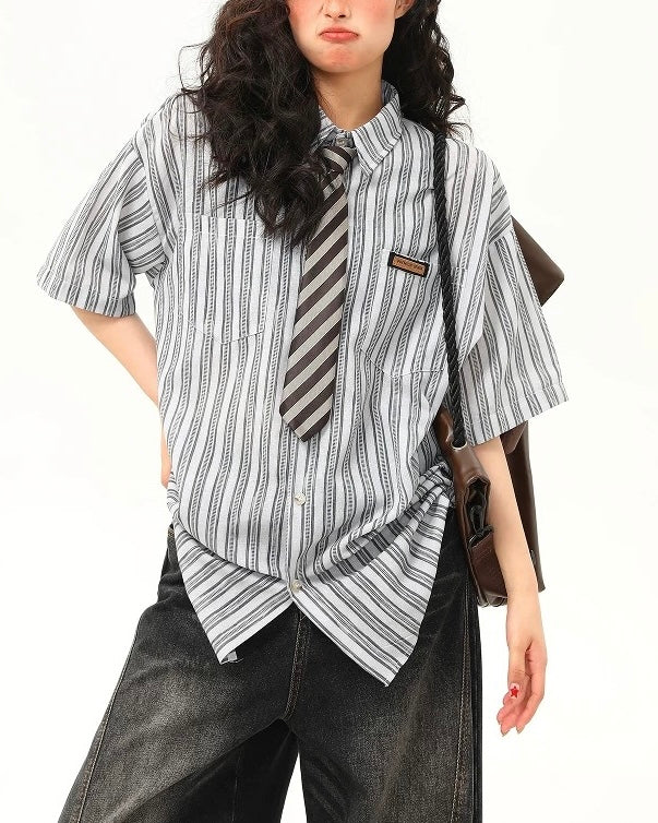 Striped loose casual shirt