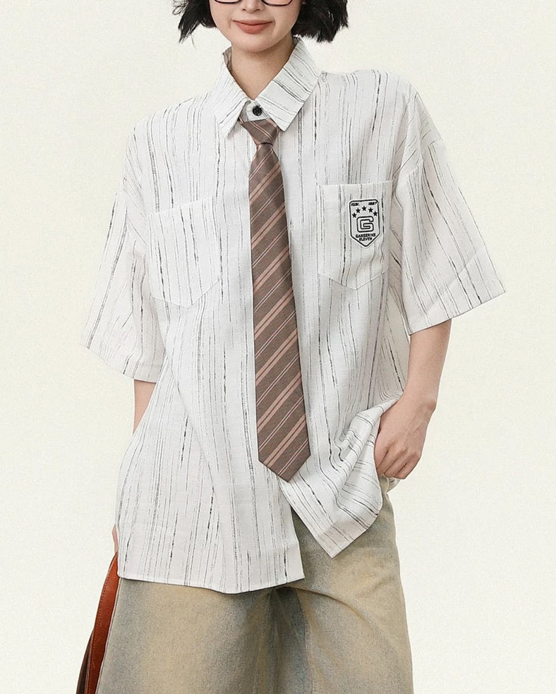 Vintage Striped Short Sleeve Shirt