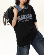 아메리칸 레트로 라펠 지퍼 반소매