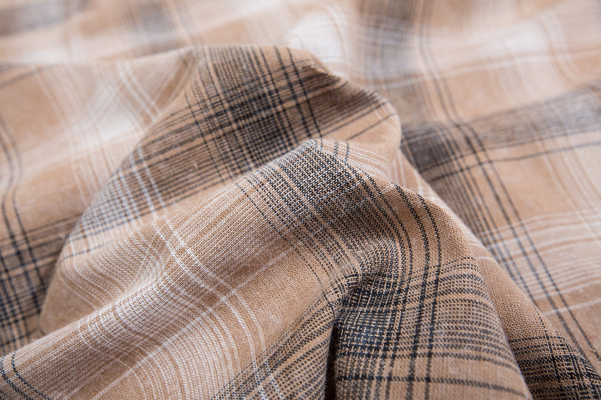 Retro colorblock plaid short-sleeved shirt