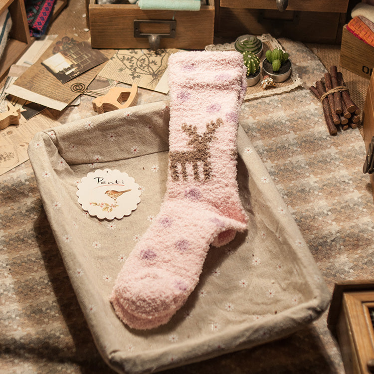 레트로 편안한 두꺼운 수면 양말