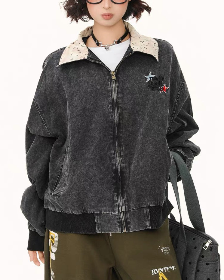 embroidered contrast jacket