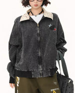 embroidered contrast jacket