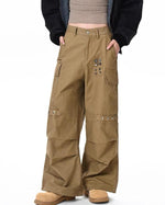 Retro distressed large pocket cargo pants