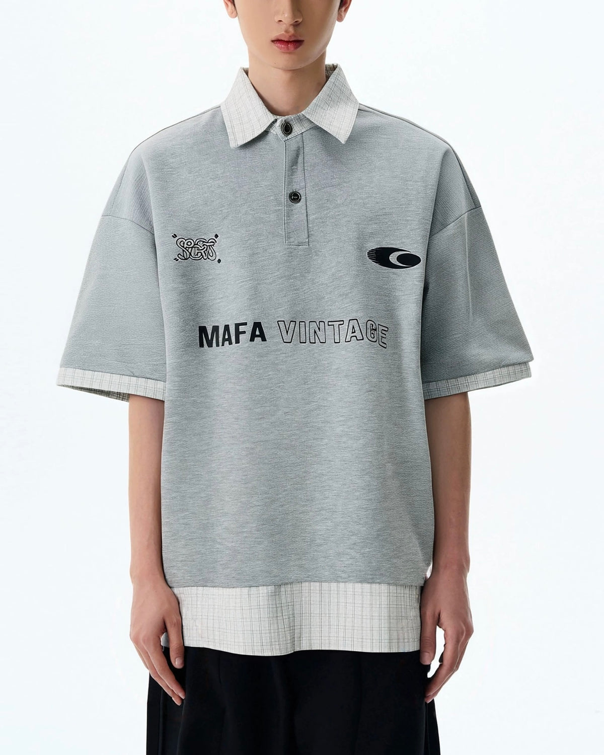 가짜 투피스 프린트 반팔