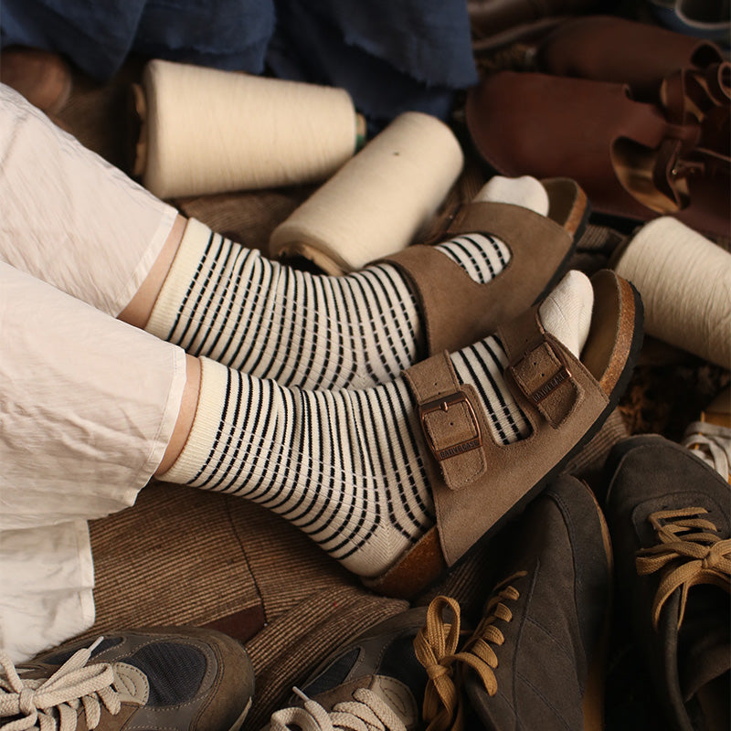 레트로 콘트라스트 스트라이프 양말