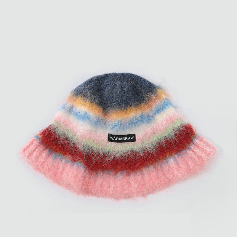 復古彩虹條紋百搭帽