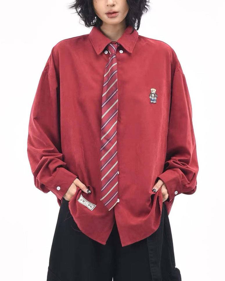 趣味領帶長袖襯衫